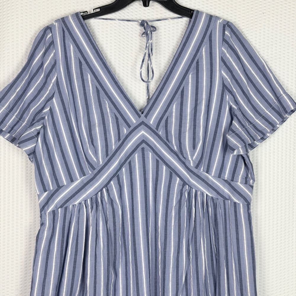 Banana Republic Womens XL Blue White Striped Cotton Babydoll Dress Lined Sailing